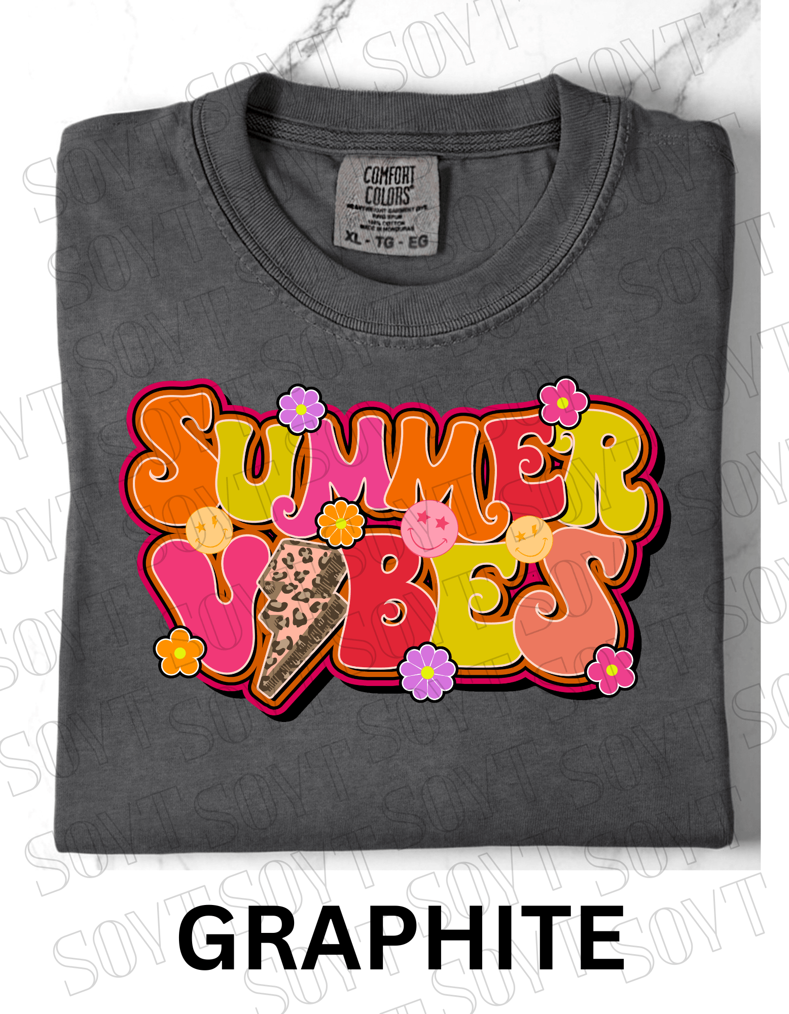 Comfort Colors® Summer Vibes T-Shirt – Retro Graphic Tee - Festive Apparel StoreGraphite