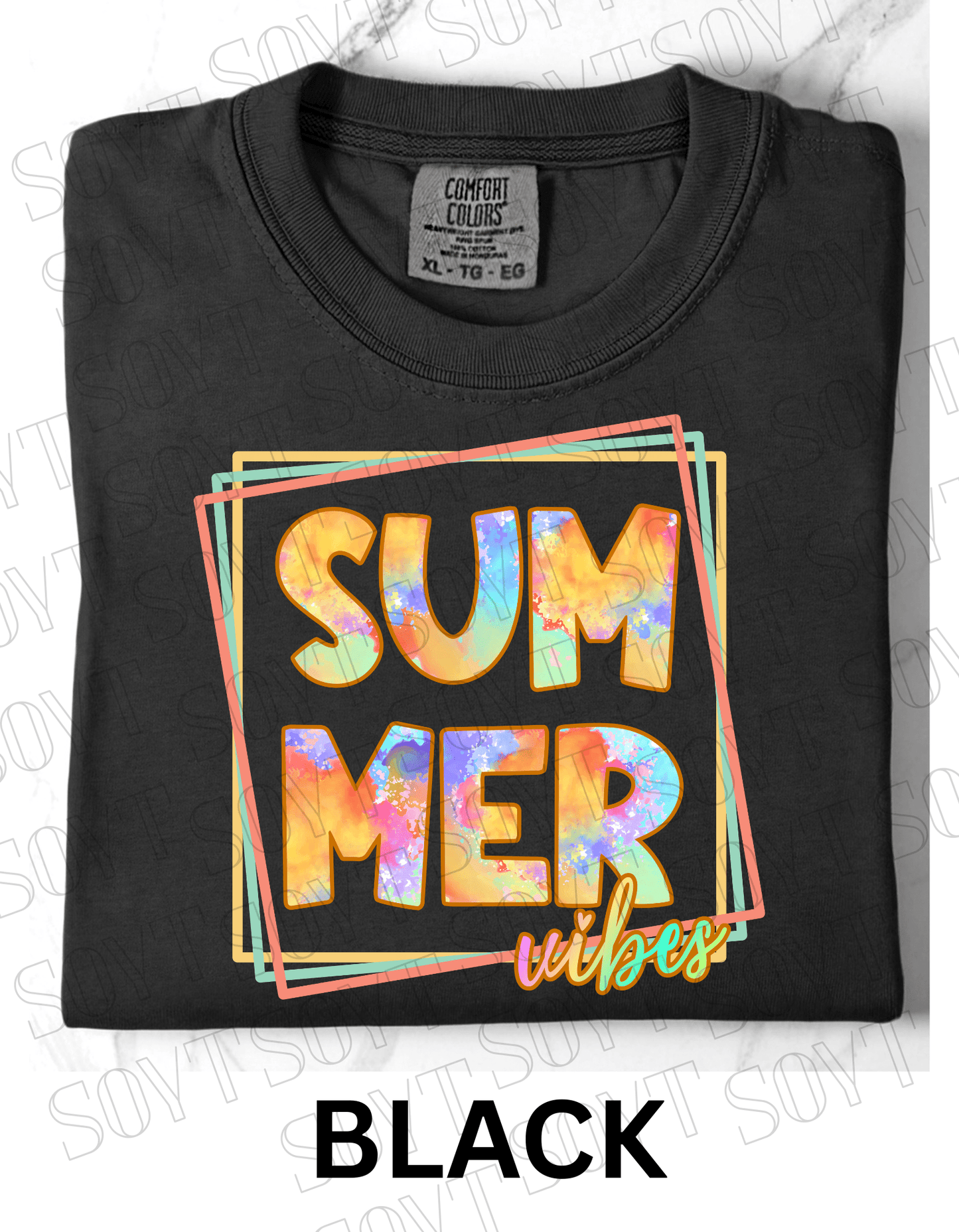 Comfort Colors® Summer Vibes T-Shirt – Retro Graphic Tee - Festive Apparel StoreBlack