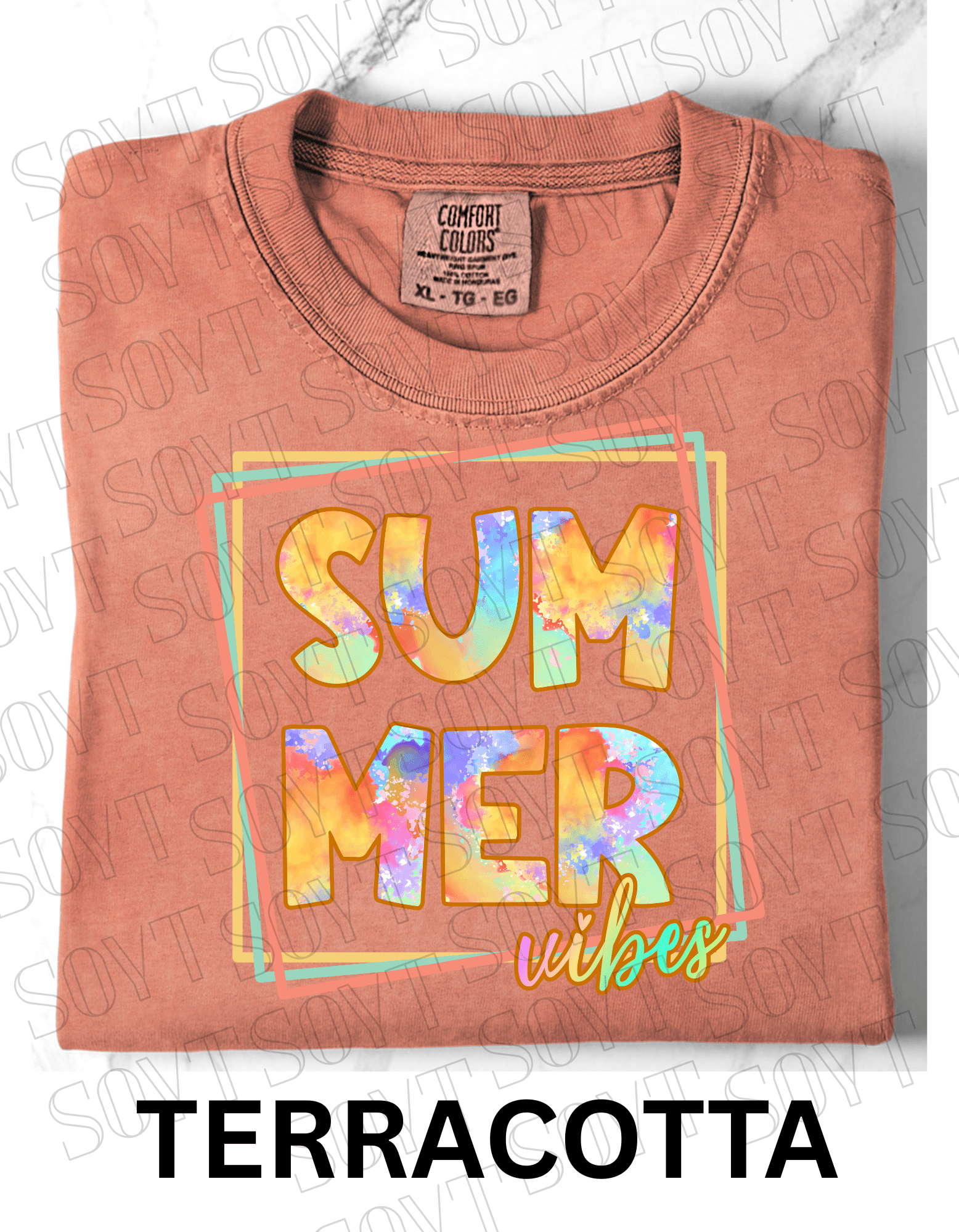 Comfort Colors® Summer Vibes T-Shirt – Retro Graphic Tee - Festive Apparel StoreTerracotta