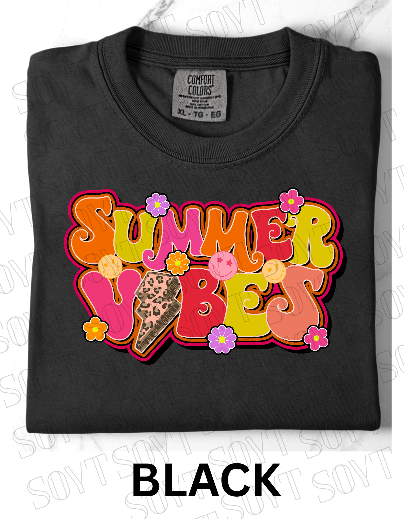 Comfort Colors® Summer Vibes T-Shirt – Retro Graphic Tee - Festive Apparel StoreBlack