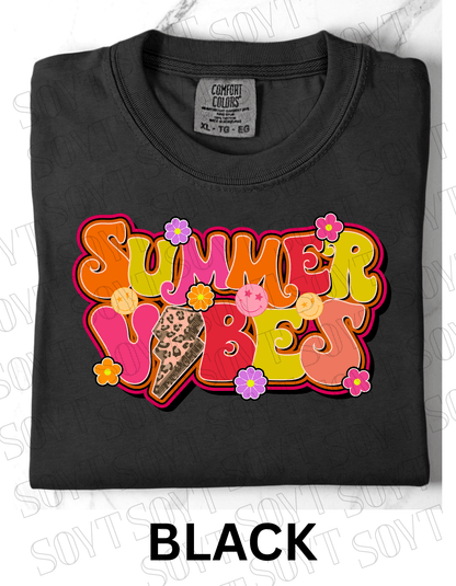 Comfort Colors® Summer Vibes T-Shirt – Retro Graphic Tee - Festive Apparel StoreBlack