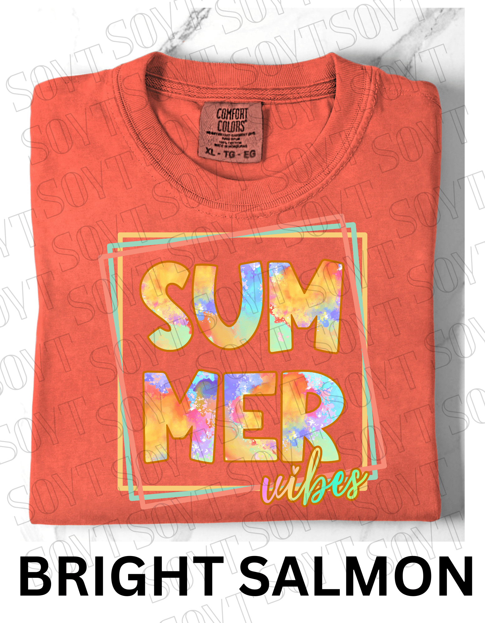 Comfort Colors® Summer Vibes T-Shirt – Retro Graphic Tee - Festive Apparel StoreBright Salmon