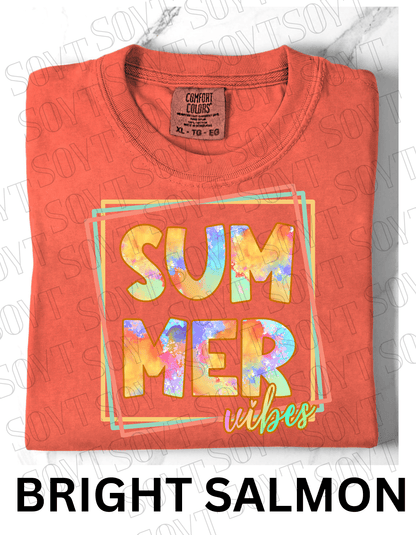 Comfort Colors® Summer Vibes T-Shirt – Retro Graphic Tee - Festive Apparel StoreBright Salmon