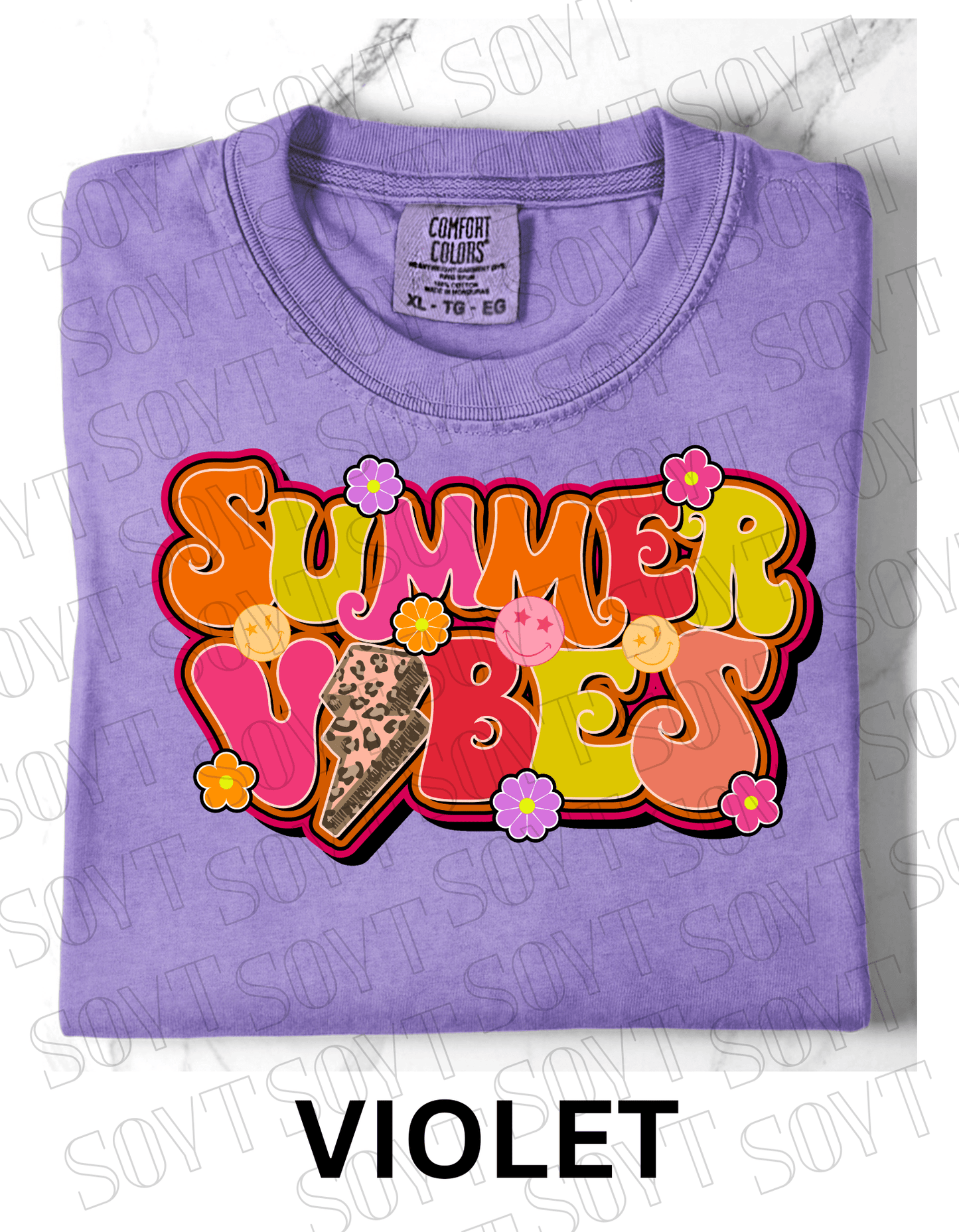 Comfort Colors® Summer Vibes T-Shirt – Retro Graphic Tee - Festive Apparel StoreViolet