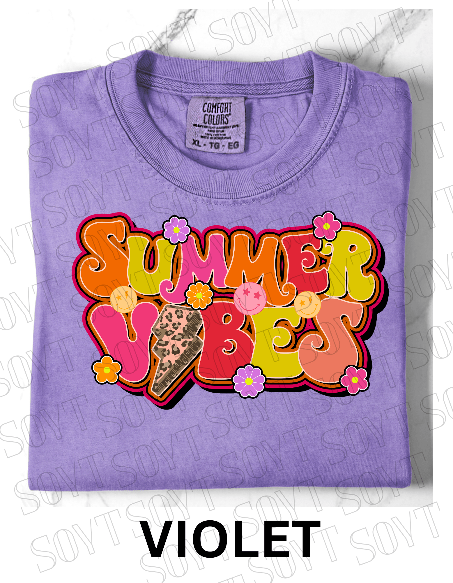 Comfort Colors® Summer Vibes T-Shirt – Retro Graphic Tee - Festive Apparel StoreViolet