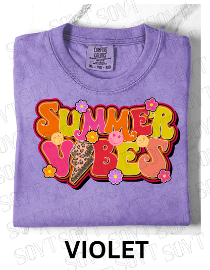 Comfort Colors® Summer Vibes T-Shirt – Retro Graphic Tee - Festive Apparel StoreViolet