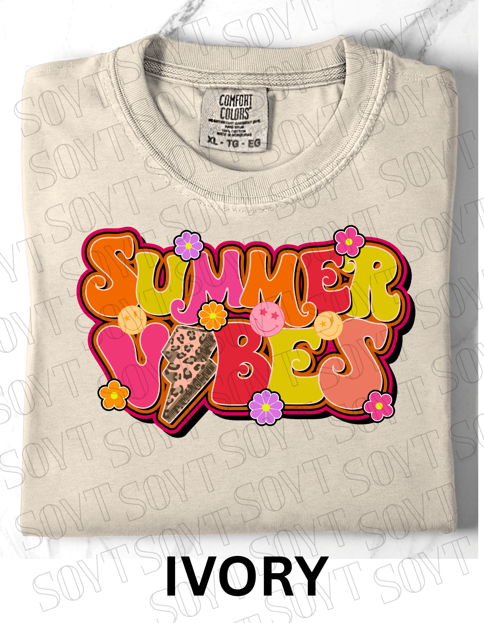 Comfort Colors® Summer Vibes T-Shirt – Retro Graphic Tee - Festive Apparel StoreIvory