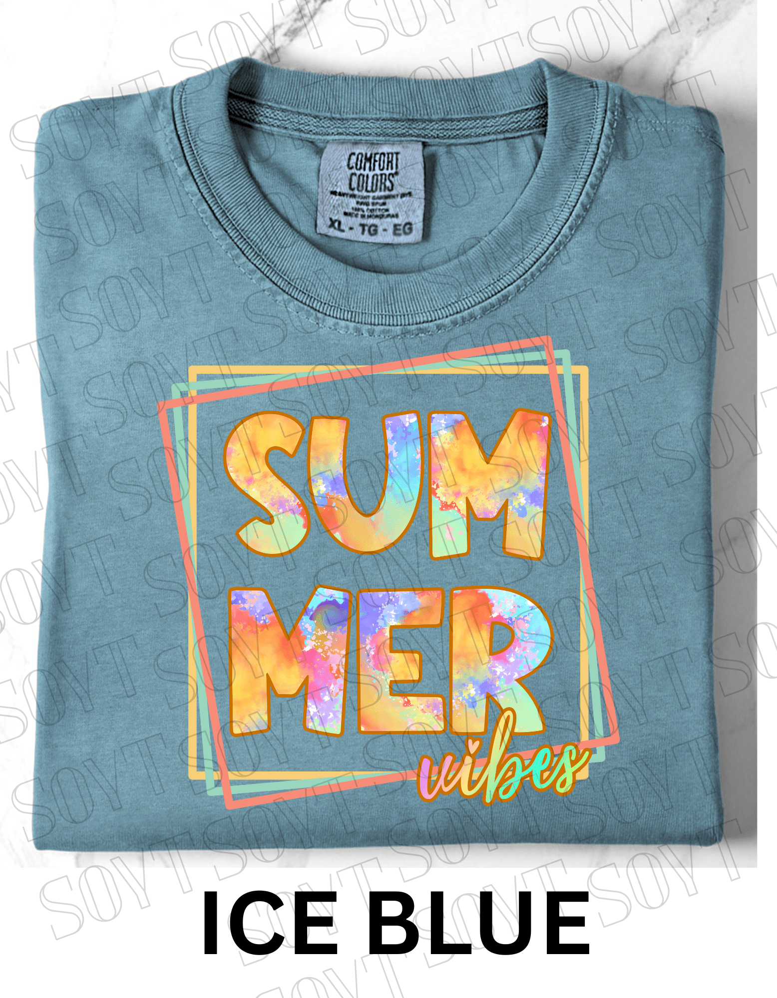 Comfort Colors® Summer Vibes T-Shirt – Retro Graphic Tee - Festive Apparel StoreIce Blue