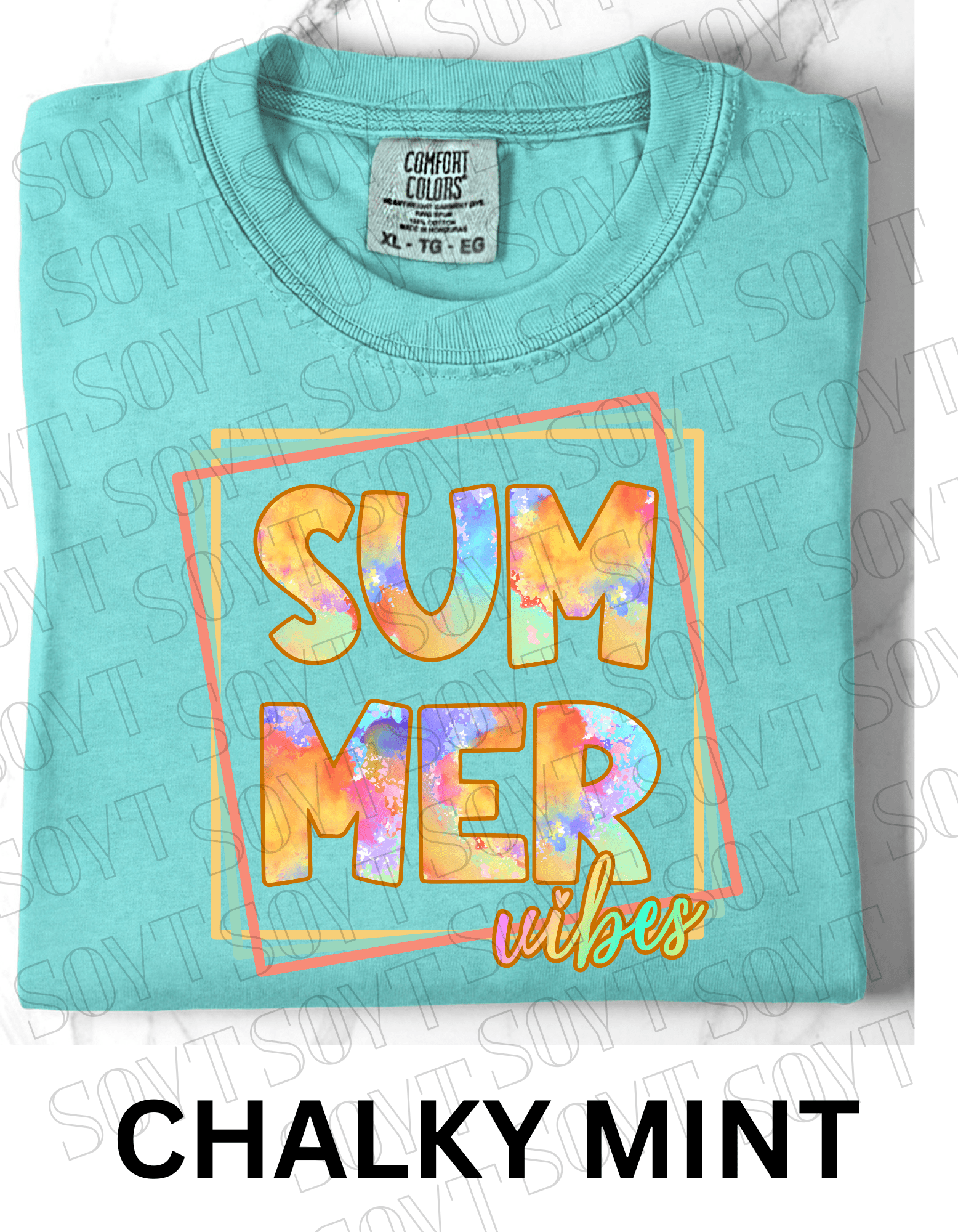 Comfort Colors® Summer Vibes T-Shirt – Retro Graphic Tee - Festive Apparel StoreChalky Mint