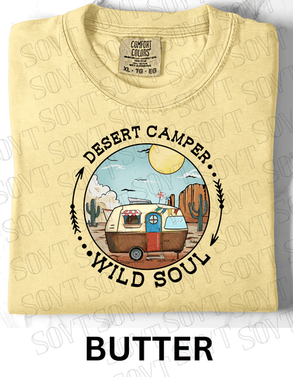 Desert Camper Wild Soul T-Shirt – Vintage Boho RV & Cactus Graphic Tee - Festive Apparel StoreButter