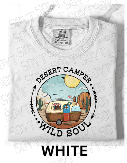 Desert Camper Wild Soul T-Shirt – Vintage Boho RV & Cactus Graphic Tee - Festive Apparel StoreWhite