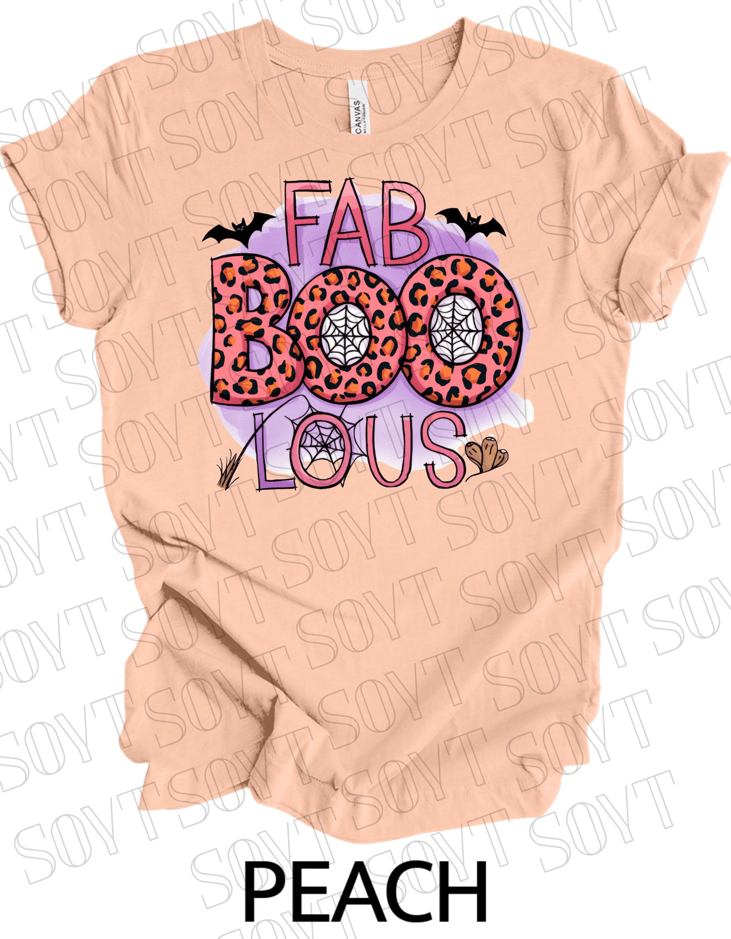 FAB - BOO - LOUS Halloween T-Shirt – Leopard Print Spider Web & Bats Graphic Tee - Festive Apparel StorePeach