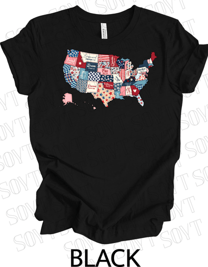 Faith and Freedom USA Map T-Shirt – Bella+Canvas Christian Patriotic Tee - Festive Apparel StoreBlack