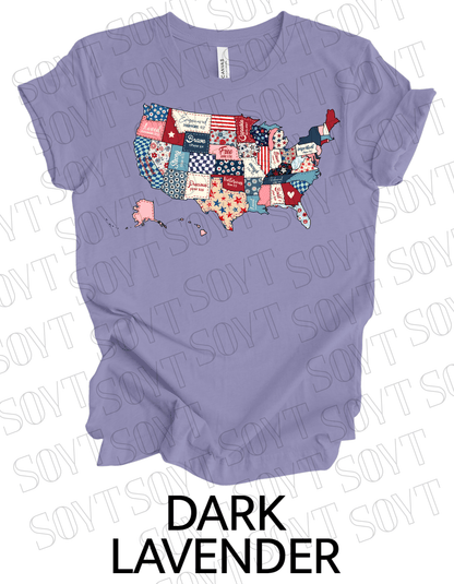 Faith and Freedom USA Map T-Shirt – Bella+Canvas Christian Patriotic Tee - Festive Apparel StoreDark Lavender