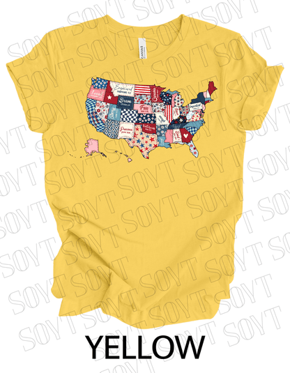 Faith and Freedom USA Map T-Shirt – Bella+Canvas Christian Patriotic Tee - Festive Apparel StoreYellow