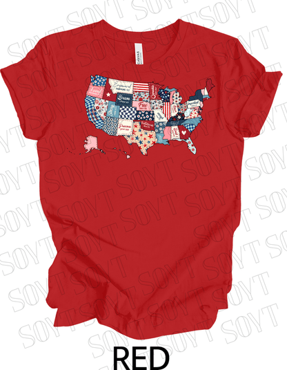 Faith and Freedom USA Map T-Shirt – Bella+Canvas Christian Patriotic Tee - Festive Apparel StoreRed