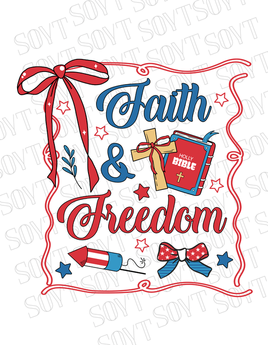 Faith & Freedom T-Shirt – Patriotic Christian 4th of July Tee with Bible & Cross | Made in USA - Festive Apparel StoreWhite