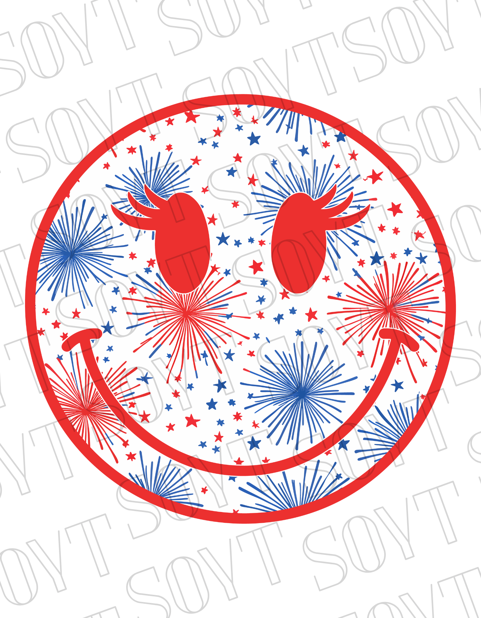 Fireworks Smiley Face T-Shirt – Bella+Canvas Fun Patriotic Graphic Tee - Festive Apparel StoreRed