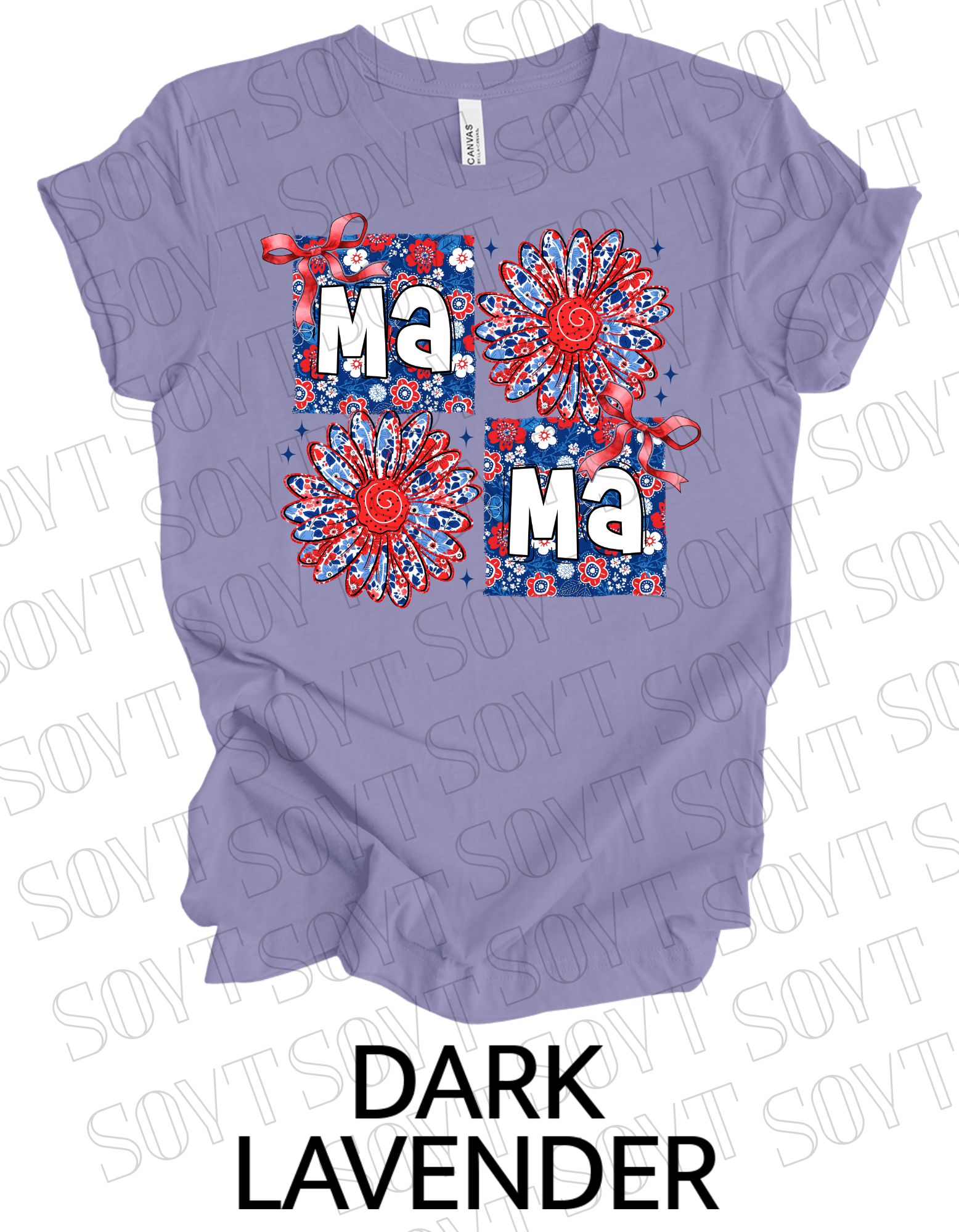 Floral Patriotic Mama Shirt – Red White & Blue Daisy Graphic Tee | 4th of July Mom USA - Festive Apparel StoreDark Lavender