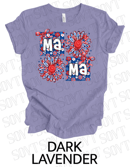 Floral Patriotic Mama Shirt – Red White & Blue Daisy Graphic Tee | 4th of July Mom USA - Festive Apparel StoreDark Lavender