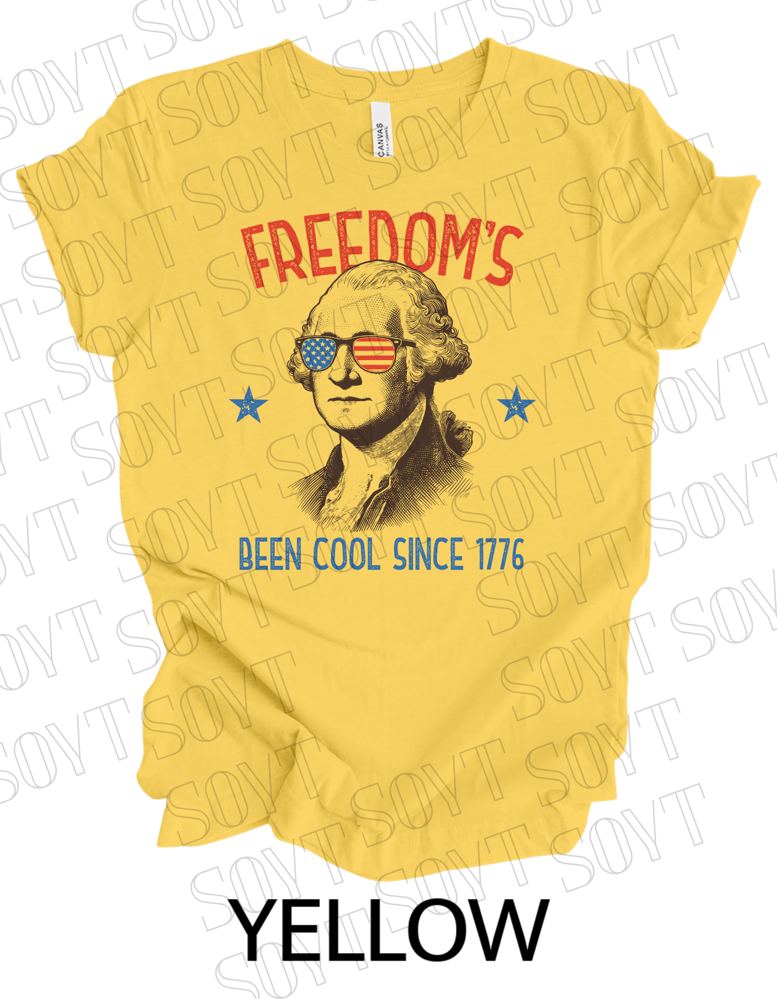 Freedom’s Been Cool Since 1776 T-Shirt – Bella+Canvas Funny Patriotic Tee - Festive Apparel StoreYellow