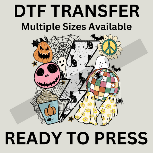 Graphic Spooky Design Iron-On Transfer | Easy Ready-to-Press, Fast Shipping, Perfect for Halloween Parties & Events