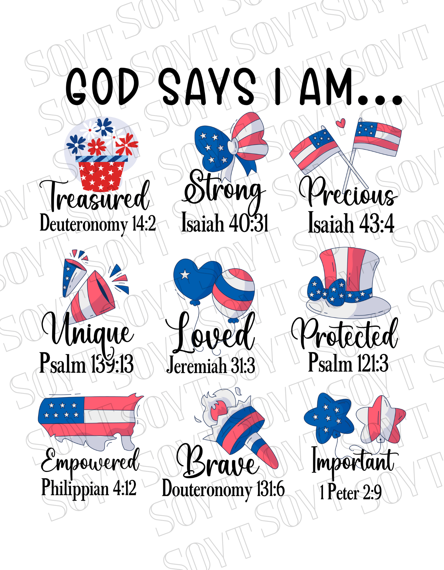 God Says I Am Patriotic Scripture Tee – Christian 4th of July Shirt | USA Made - Festive Apparel StoreWhite