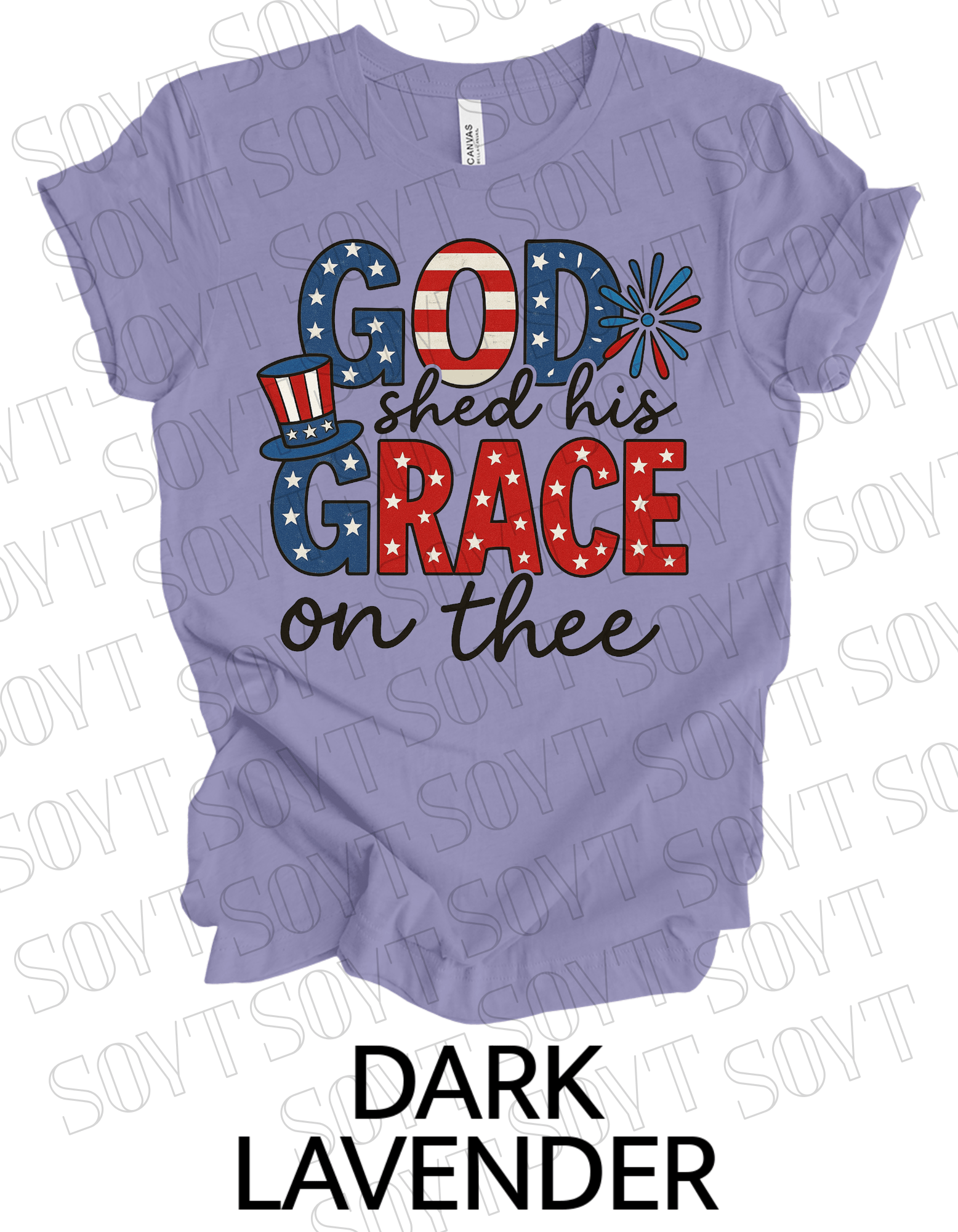 God Shed His Grace T-Shirt – Patriotic Faith - Based 4th of July Tee | Made in USA - Festive Apparel StoreDark Lavender