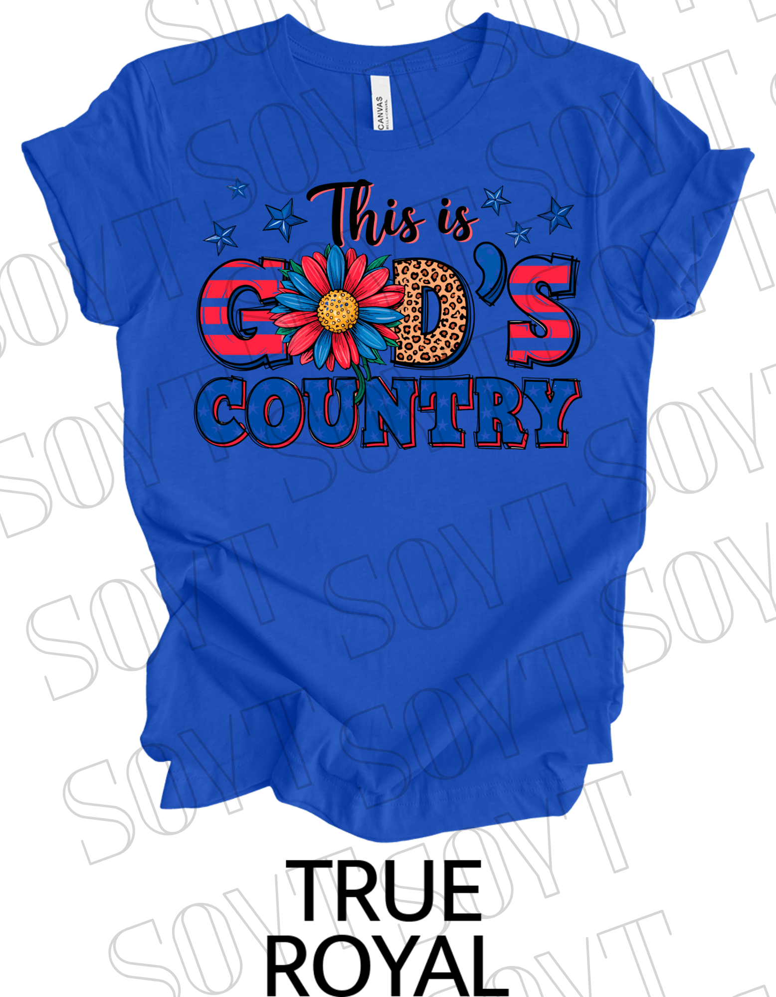 God’s Country T-Shirt – Bella+Canvas Patriotic Faith Floral Tee - Festive Apparel StoreRoyal Blue