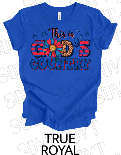 God’s Country T-Shirt – Bella+Canvas Patriotic Faith Floral Tee - Festive Apparel StoreRoyal Blue