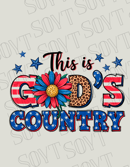 God’s Country T-Shirt – Bella+Canvas Patriotic Faith Floral Tee - Festive Apparel StoreRed