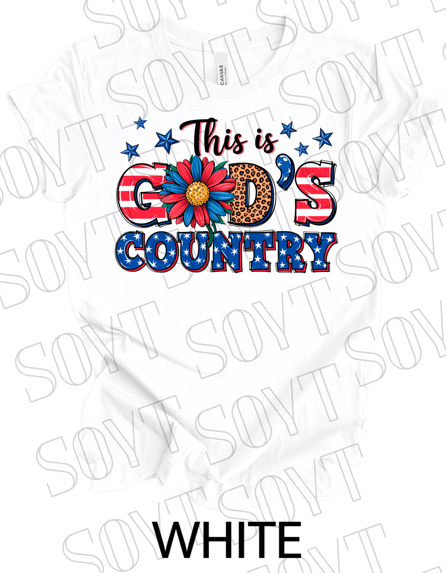 God’s Country T-Shirt – Bella+Canvas Patriotic Faith Floral Tee - Festive Apparel StoreWhite