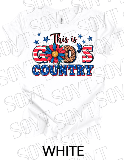 God’s Country T-Shirt – Bella+Canvas Patriotic Faith Floral Tee - Festive Apparel StoreWhite