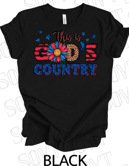 God’s Country T-Shirt – Bella+Canvas Patriotic Faith Floral Tee - Festive Apparel StoreBlack