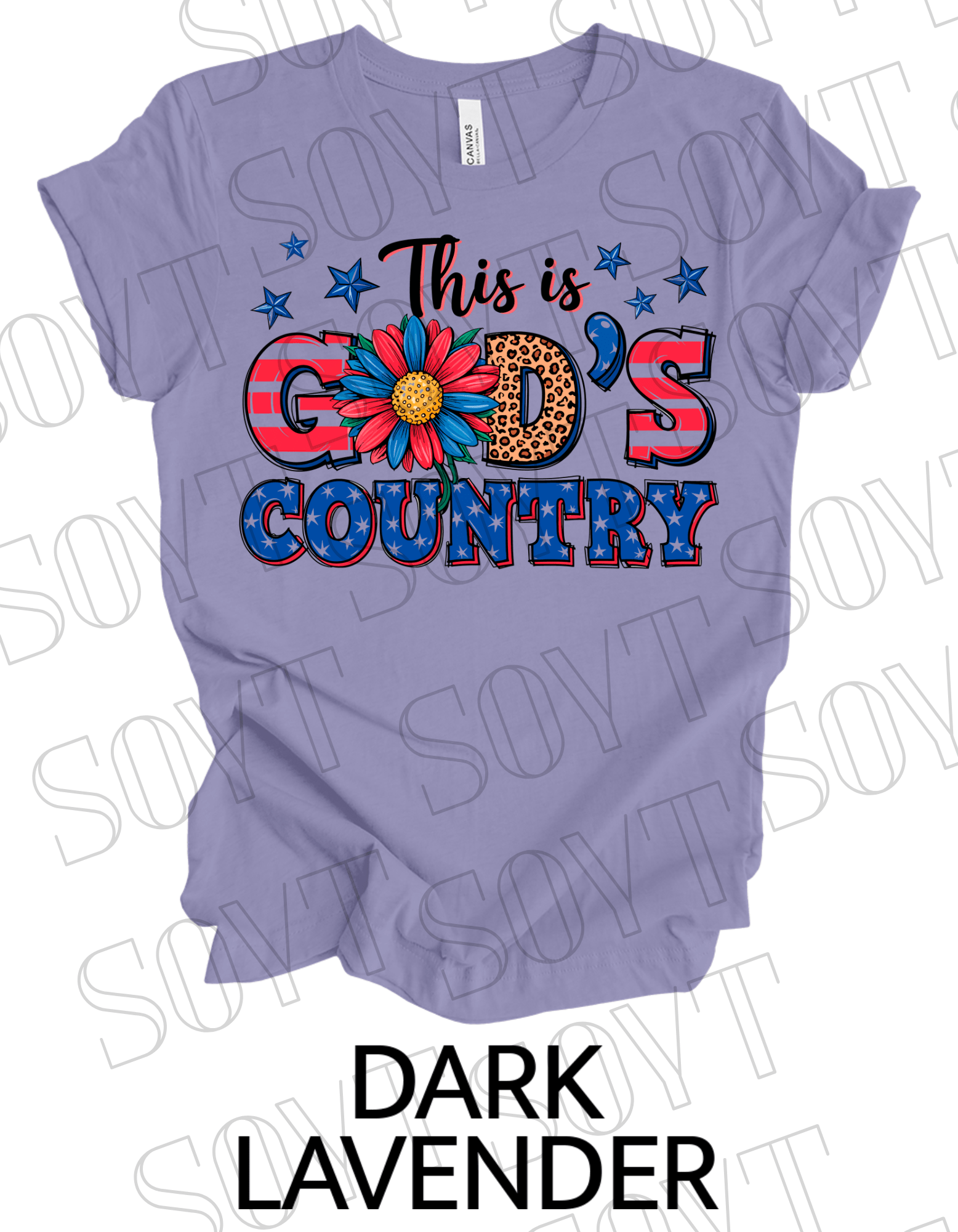God’s Country T-Shirt – Bella+Canvas Patriotic Faith Floral Tee - Festive Apparel StoreDark Lavender