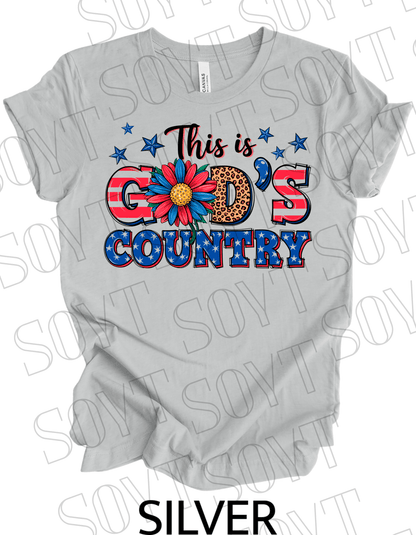 God’s Country T-Shirt – Bella+Canvas Patriotic Faith Floral Tee - Festive Apparel StoreSilver