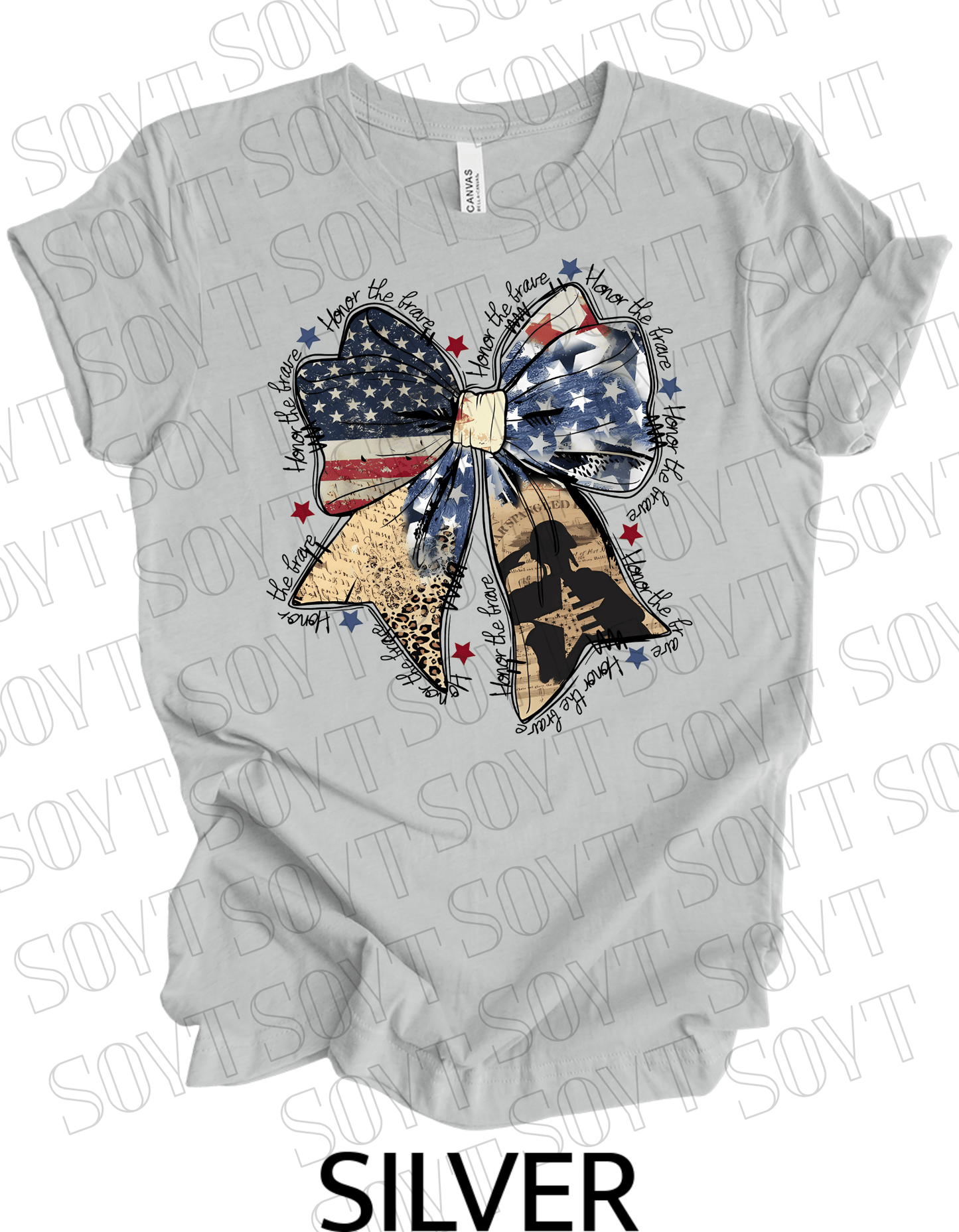 Honor the Brave Military Tribute T-Shirt – Bella+Canvas Patriotic Graphic Tee - Festive Apparel StoreSilver