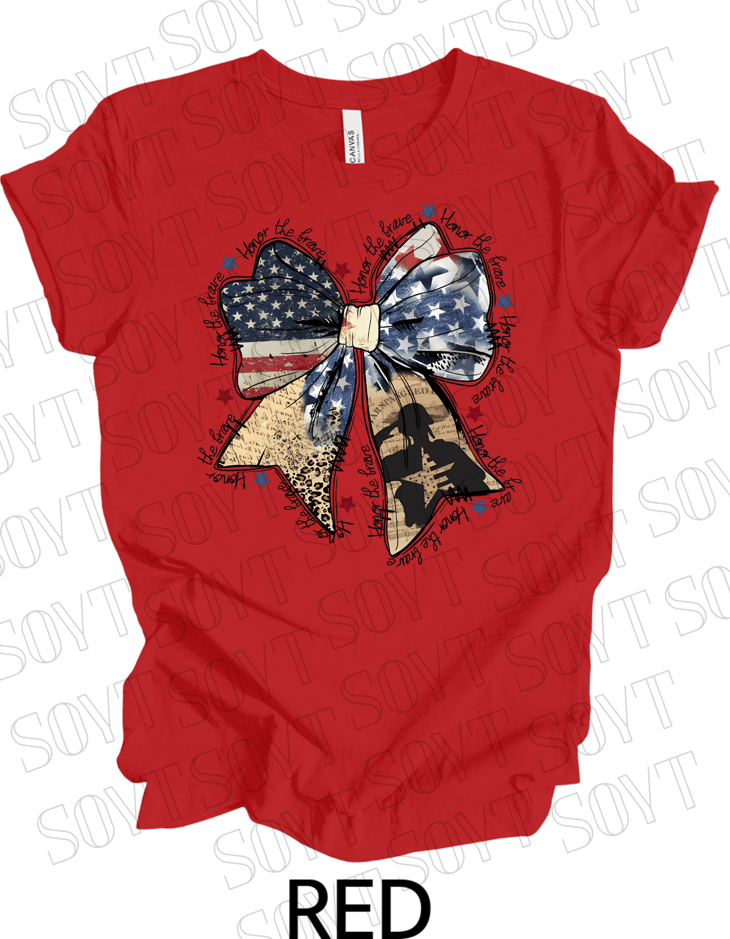 Honor the Brave Military Tribute T-Shirt – Bella+Canvas Patriotic Graphic Tee - Festive Apparel StoreRed