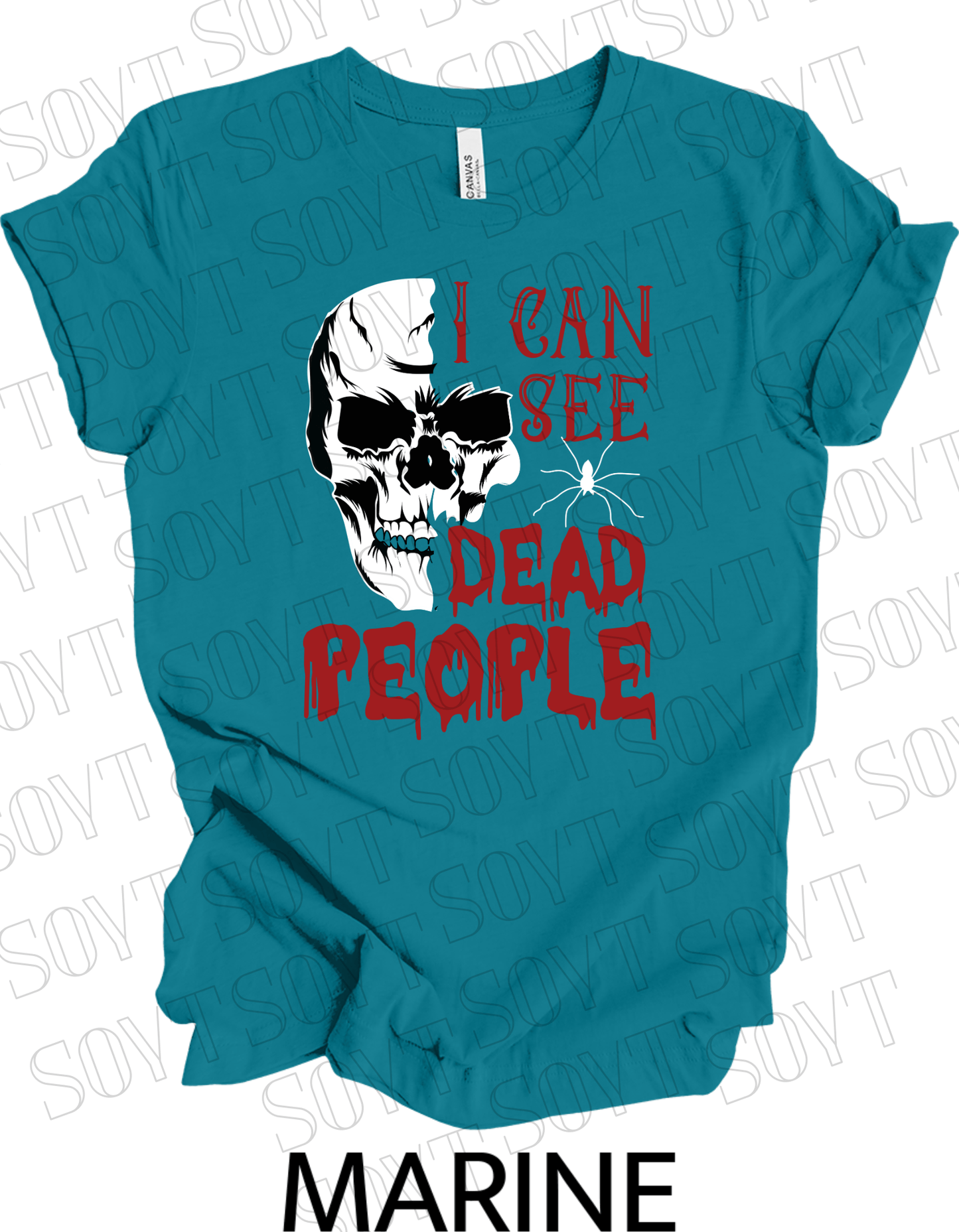 "I Can See Dead People" Halloween T-Shirt – Gothic Skull Horror Graphic Tee - Festive Apparel StoreMarine