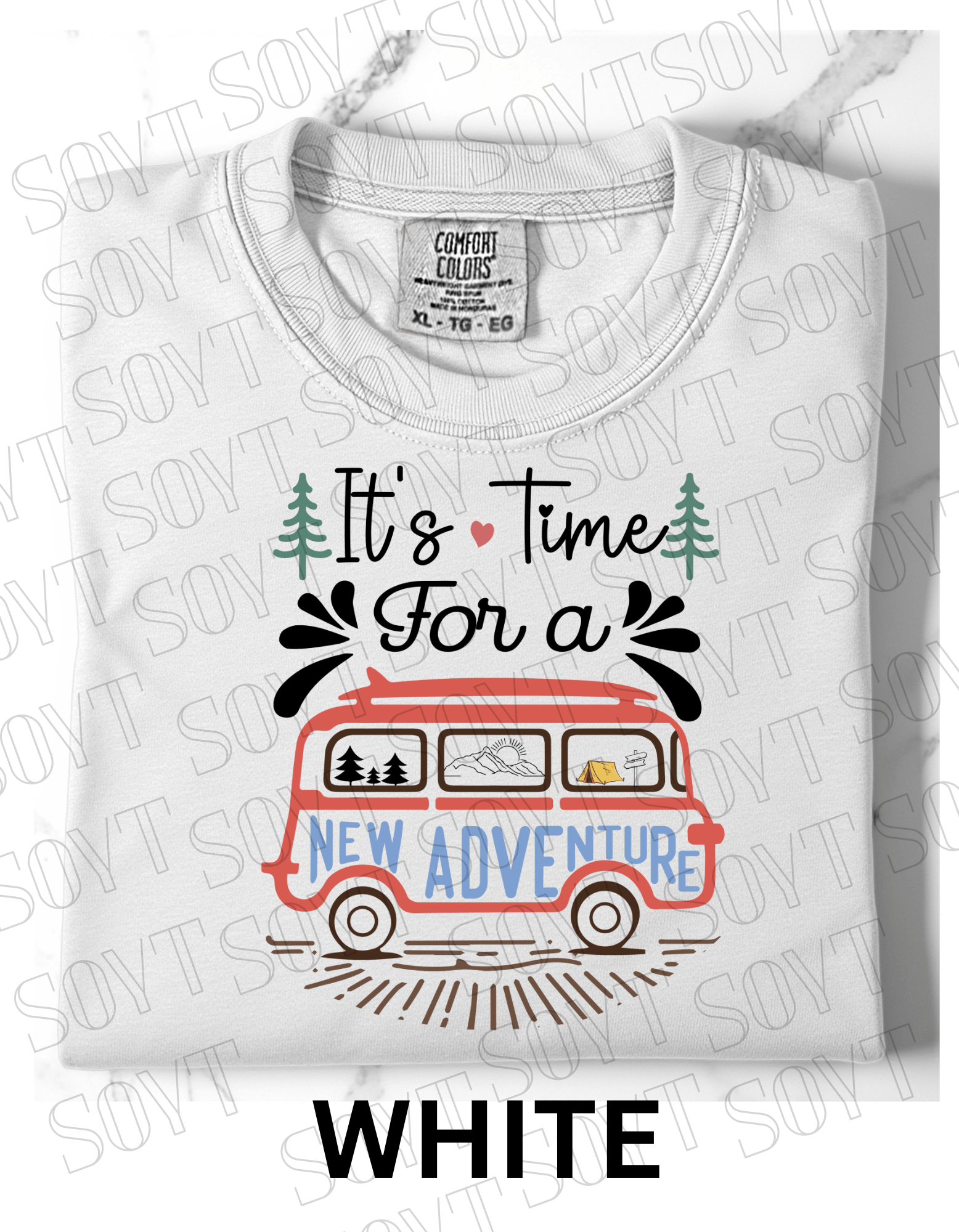 It’s Time for a New Adventure T-Shirt – Retro Van Life Camping Graphic Tee - Festive Apparel StoreWhite