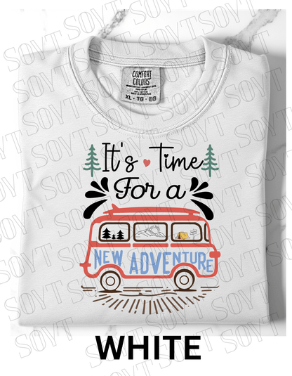 It’s Time for a New Adventure T-Shirt – Retro Van Life Camping Graphic Tee - Festive Apparel StoreWhite