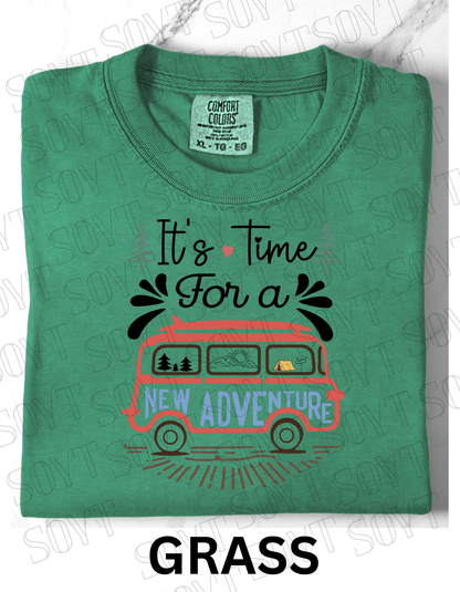 It’s Time for a New Adventure T-Shirt – Retro Van Life Camping Graphic Tee - Festive Apparel StoreGrass