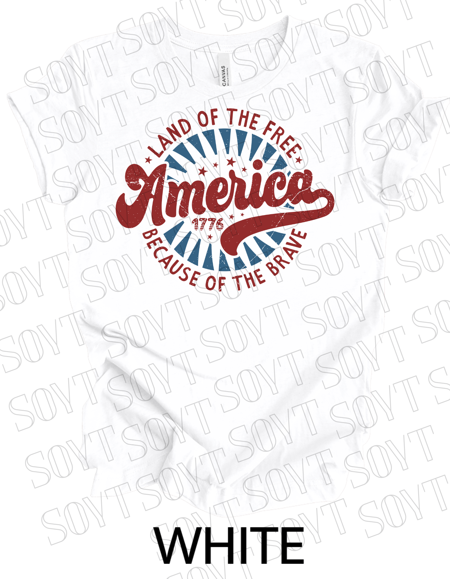 Land of the Free America 1776 T-Shirt – Vintage Patriotic Tee | Made in USA - Festive Apparel StoreWhite