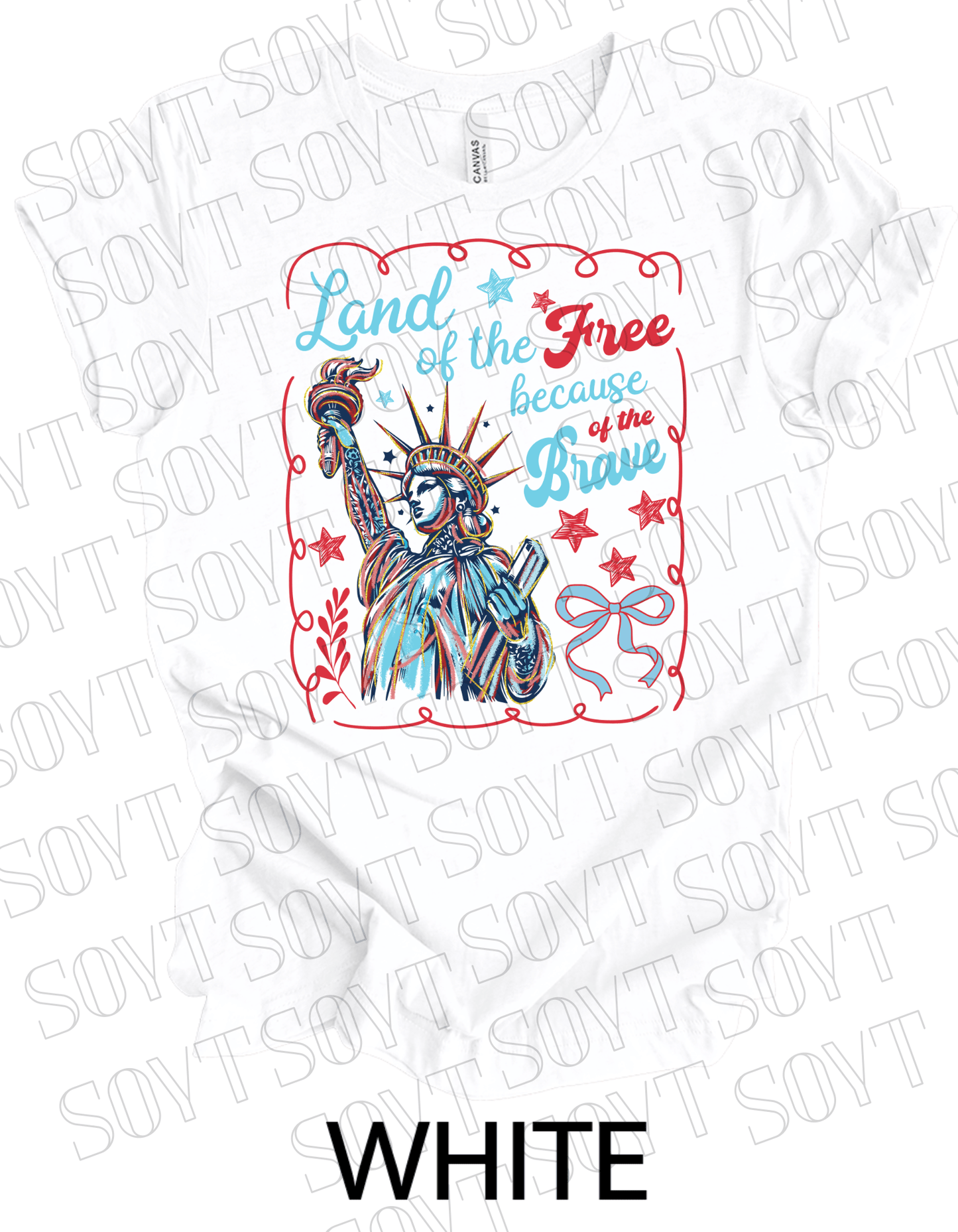 Land of the Free Liberty Tee – Patriotic Statue of Liberty Shirt | Made in USA - Festive Apparel StoreWhite