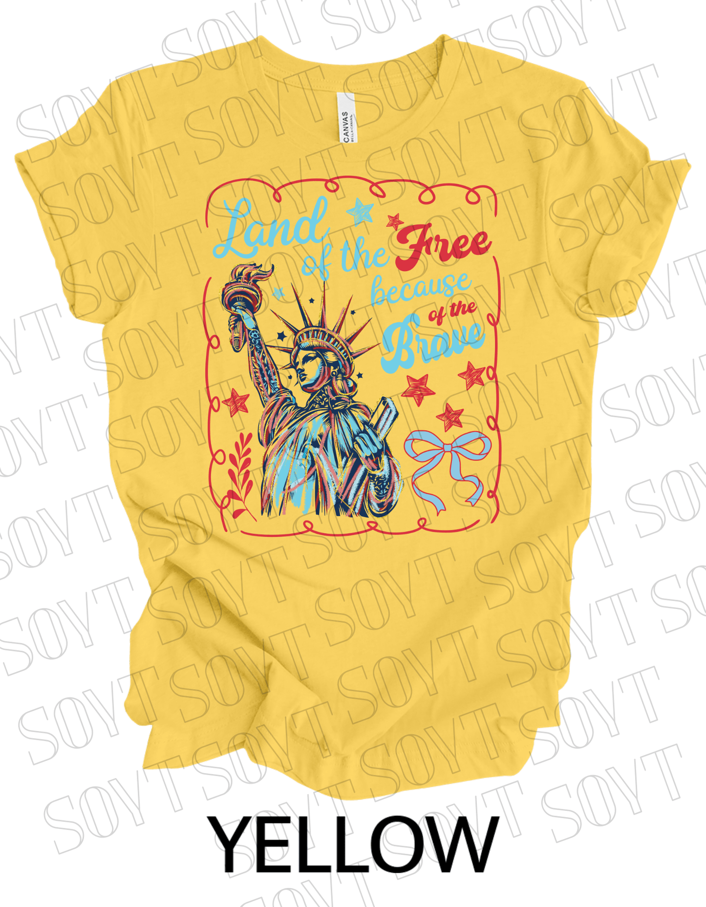 Land of the Free Liberty Tee – Patriotic Statue of Liberty Shirt | Made in USA - Festive Apparel StoreYellow