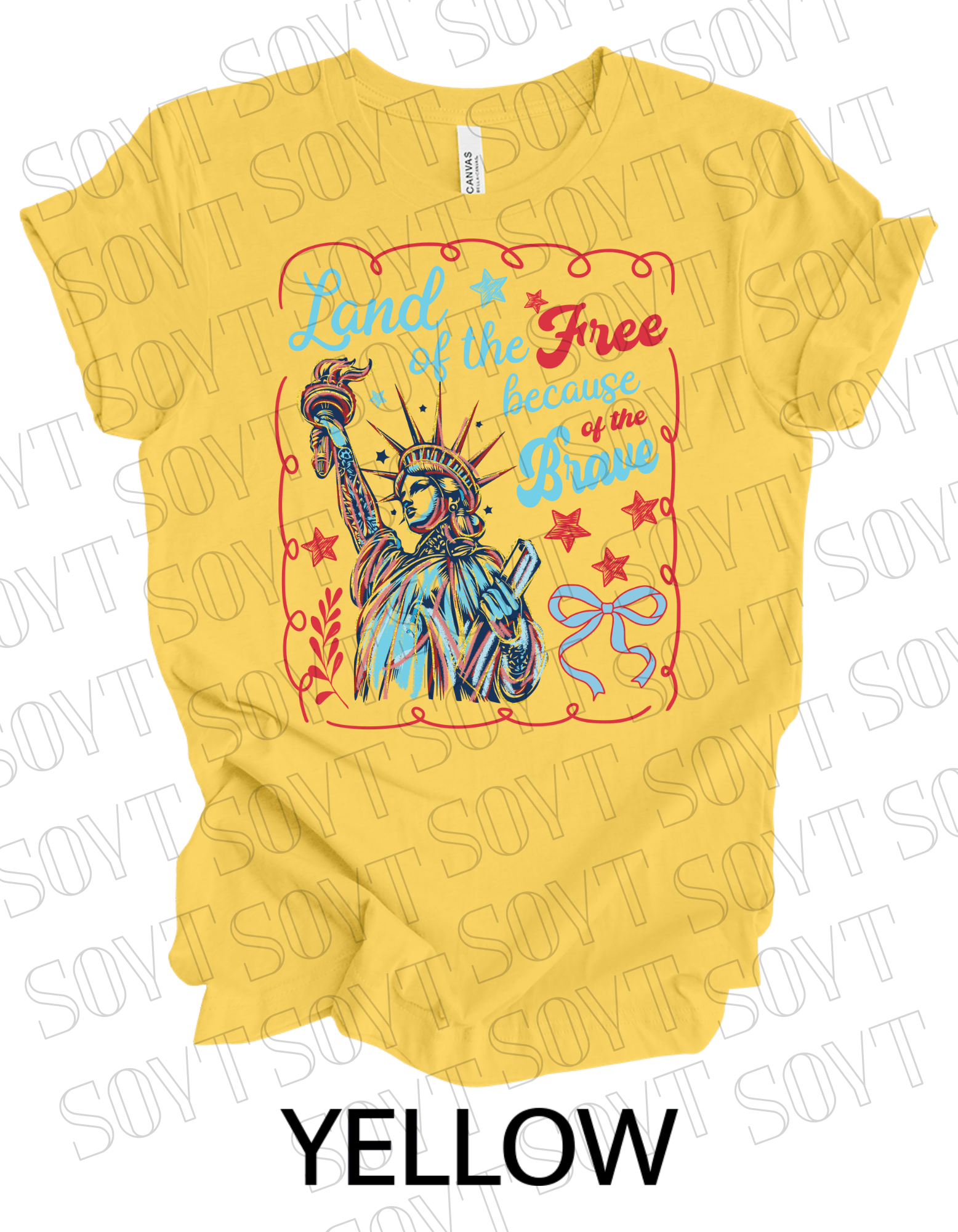 Land of the Free Liberty Tee – Patriotic Statue of Liberty Shirt | Made in USA - Festive Apparel StoreYellow