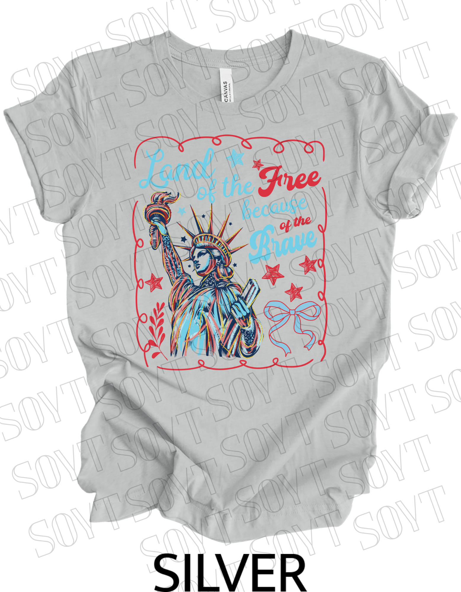 Land of the Free Liberty Tee – Patriotic Statue of Liberty Shirt | Made in USA - Festive Apparel StoreSilver