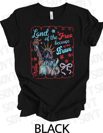 Land of the Free Liberty Tee – Patriotic Statue of Liberty Shirt | Made in USA - Festive Apparel StoreBlack
