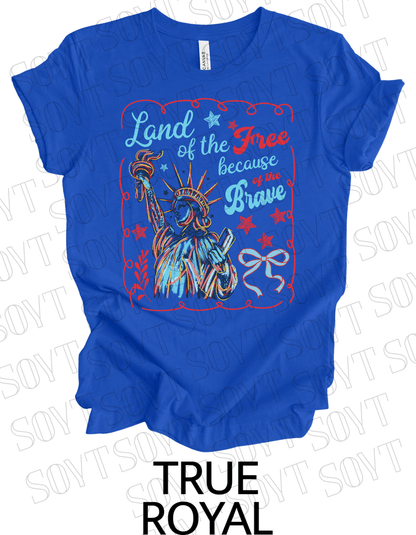 Land of the Free Liberty Tee – Patriotic Statue of Liberty Shirt | Made in USA - Festive Apparel StoreRoyal Blue