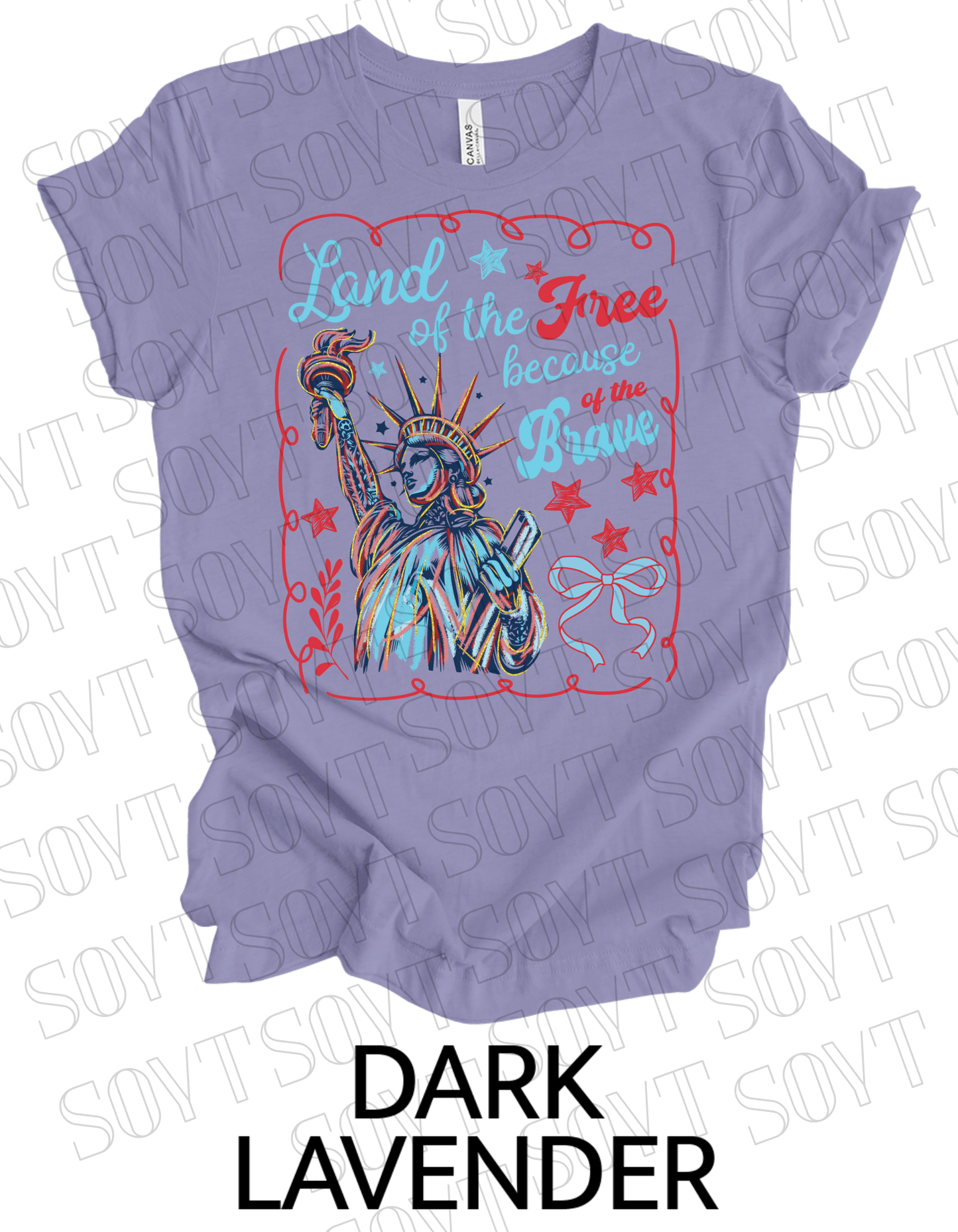 Land of the Free Liberty Tee – Patriotic Statue of Liberty Shirt | Made in USA - Festive Apparel StoreDark Lavender
